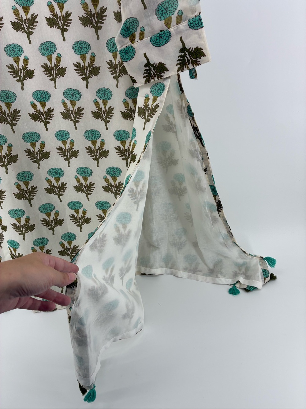Women’s Floral Print Tunic Dress in Teal and Olive - Picture 8 of 15